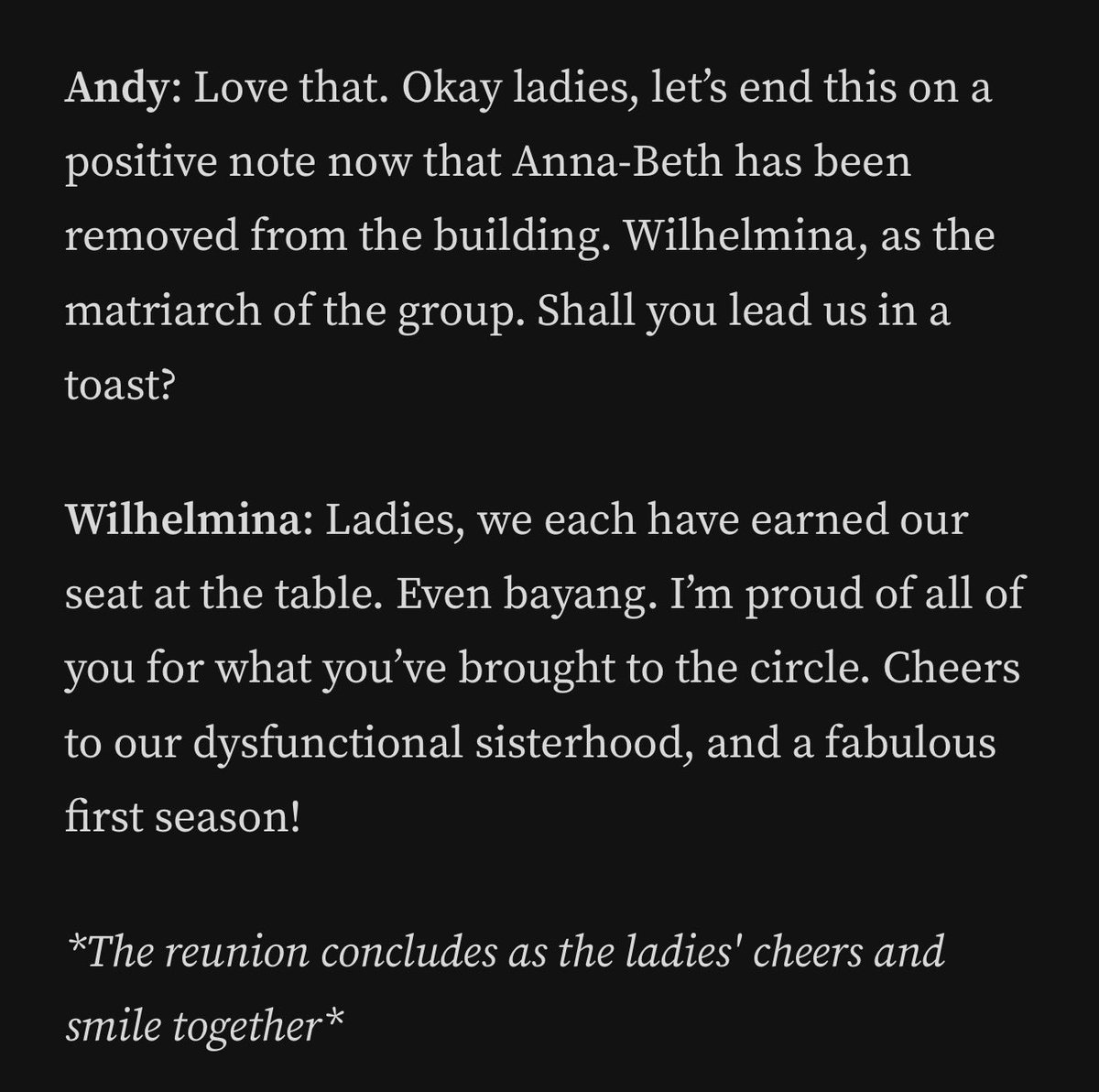 Congratulations on a fantastic first season girls! So proud of every one of us! <a href="/ValeriaKassab/">Valeria Kassab</a> <a href="/TheKariKAdams/">Kari King-Adams</a> <a href="/ItsYvesDarling/">𝑌𝑣𝑒𝑠 𝐷𝑢𝑣𝑎𝑙 🎀</a> <a href="/ladyjanan/">Lady Janan Syed</a> <a href="/Absolutely_Anna/">Anna-Beth Lareaux</a> <a href="/SalemByrnes/">Salem Byrnes</a> #RHOTC