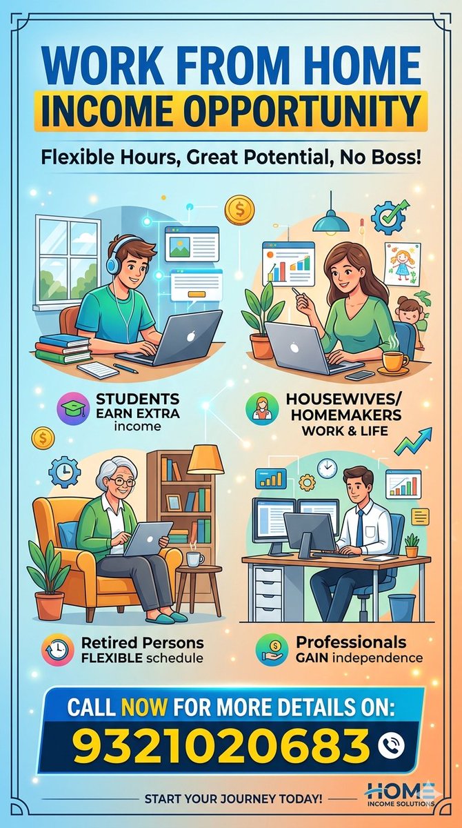 satishvhate's tweet photo. Thinking about working from home? 🏠 Now's the perfect time to start! Check out this incredible opportunity and find the balance you've been looking for. Perfect for:
🎓 Students – Earn while you learn
👩‍🍳 Housewives – Balance home and income
🧓 Retired – Use your time flexibly https://t.co/NmRiHpctRR