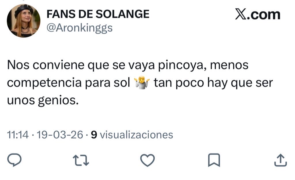 Un minuto de silencio para la fans de Solange que no se le dió... tienen Pincoya para rato 

#Granhermano