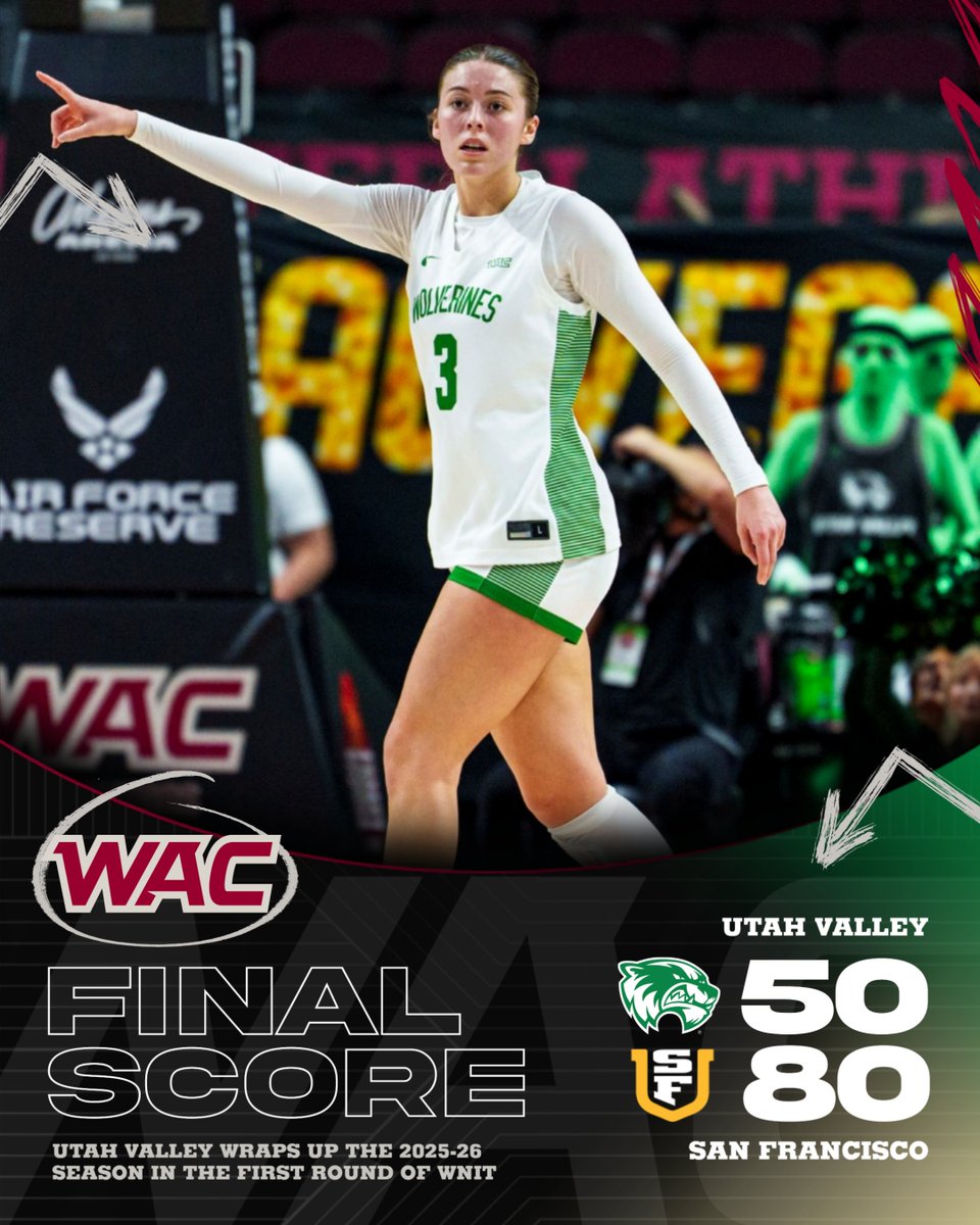 UAConference's tweet photo. Not the ending that @UVUwbb was looking for, but a lot to be proud of for the Wolverines this season 💚

#WAChoops https://t.co/AKBxsma1WX