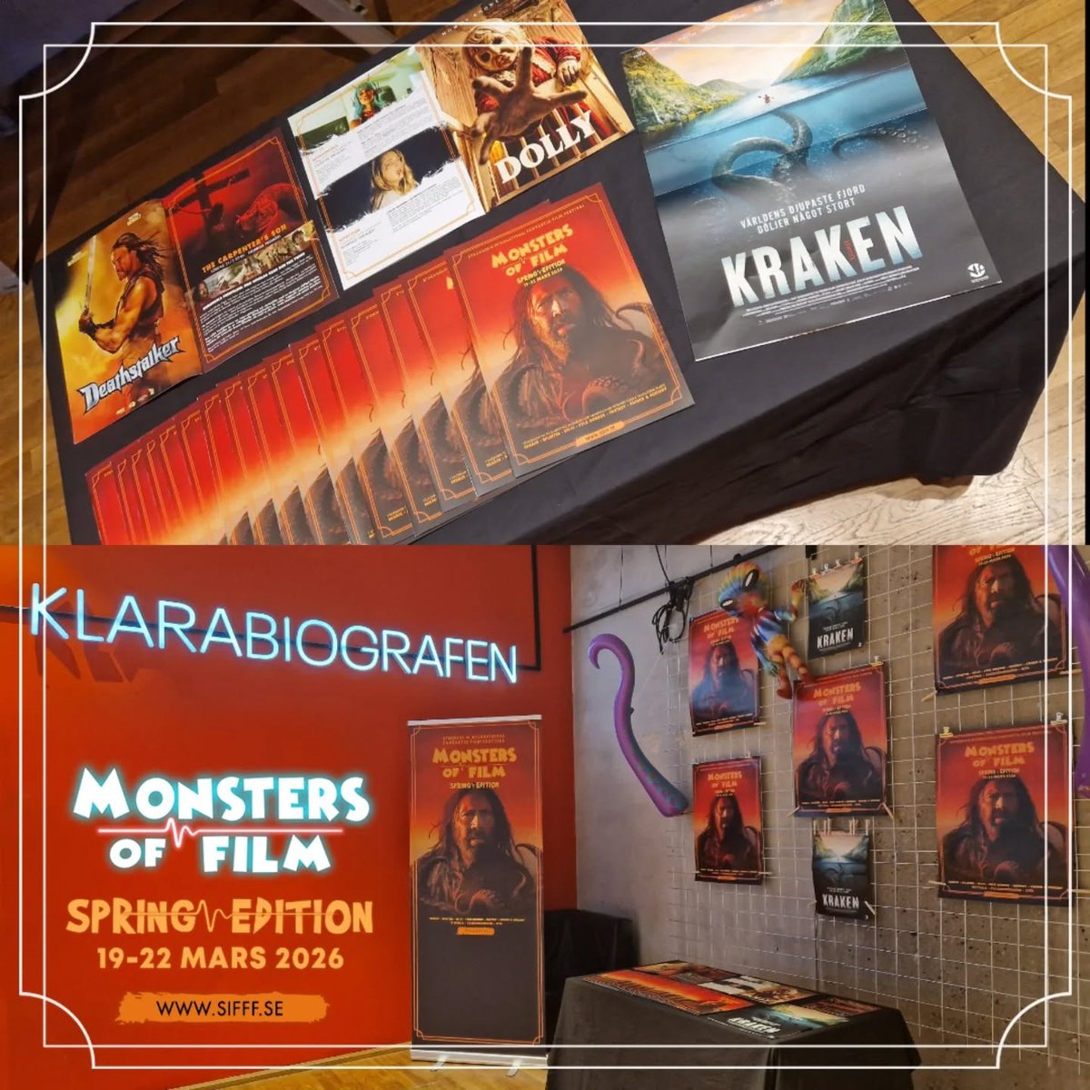 Nu är vi redo för helgen på Klarabiografen!

🍿Schema🍿

• Fredag 20 Mars
17:30 Appofeniacs 
19:30 Deathstalker

• Lörsag 21 Mars
12:00 Caho
14:00 Deathgasm 2: Goremageddon

• Söndag 22 Mars
14:00 Affection
16:00 Kraken

🌸🐙Monsters of Film Festival - 19-22 mars🐙🌸