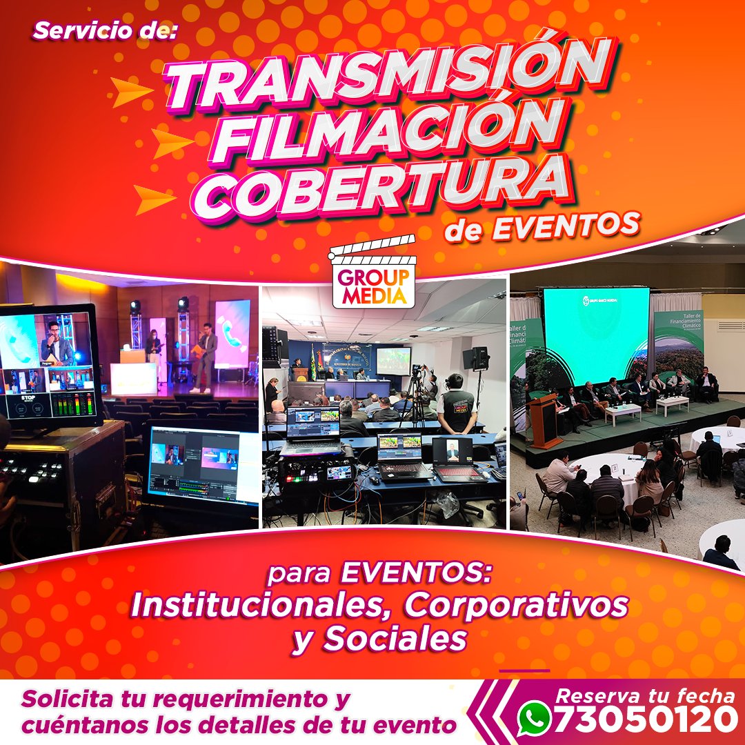 Contamos con:
📷 transmisión multicamara
📷Circuito cerrado
📷Fotografía
📷Equipamiento para #podcast
📷Iluminación
📷Sonido
📷Micrófonos
📷Pantallas led
📷Tarimas
📷Atril
📷Drone
📷Gruas
📷teleprompter
📷Datashow
📷Ecram
📷Proyectora
#TransmisionDeEventos #Bolivia #streaming