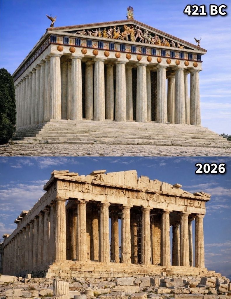 El Partenón ayer y hoy #arte #partenon #atenas #grecia #curiosidades #felizviernes #20mar