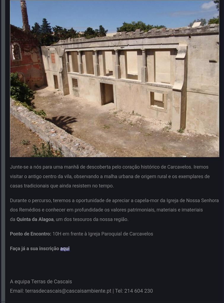 Quem quer visitar a Quinta da Alagoa em Carcavelos, 22 de março e 19 de abril, 10h - 13h?

ambiente.cascais.pt/pt/formulario/…