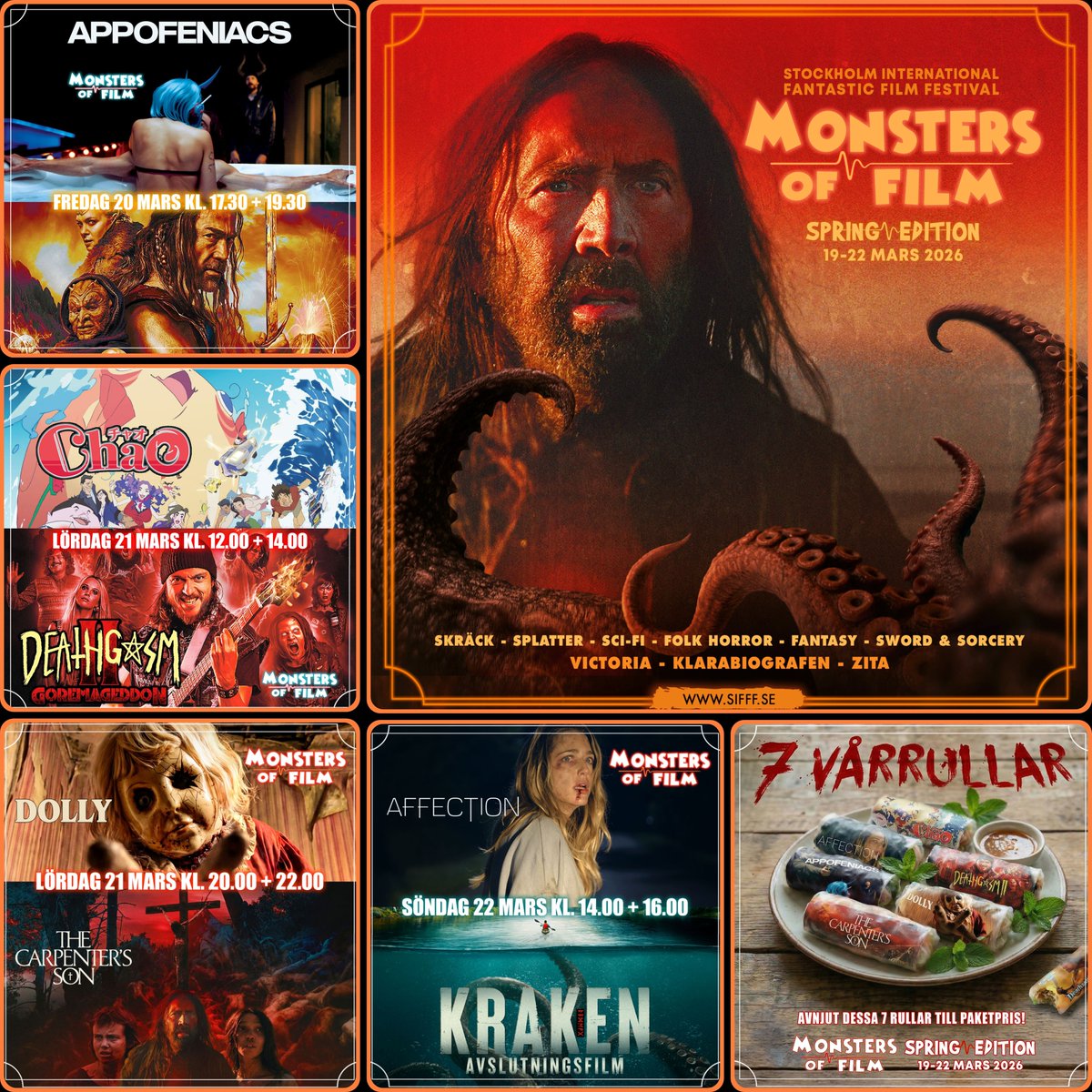 🐙Monsters of Film Festival - 19-22 mars 🌸 4 Dagar, 9 Filmer, Festivalshop &amp; Äkta Nördar!💥

★ FREDAGSPAKET ★
En kväll full av praktiska effekter o blod!⚔️🩸
📽️APPOFENIACS - Klarabio, 20 mars kl 17:30
📽️DEATHSTALKER - kl 19:30 

★ LÖRDAGSPAKET DAG ★
En rolig kombo med mycket