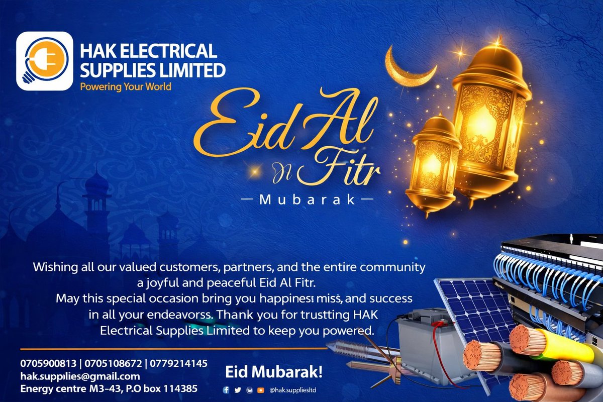 lightingsolns's tweet photo. HAK ELECTRICAL SUPPLIES LIMITED (@HakElectricals) in partnership with GAZALAND UOX (@gazalanduox) Join together to wish all supporters and customers a happy Eid-Al-Fitr Mubaraak https://t.co/PymDtF6lPj