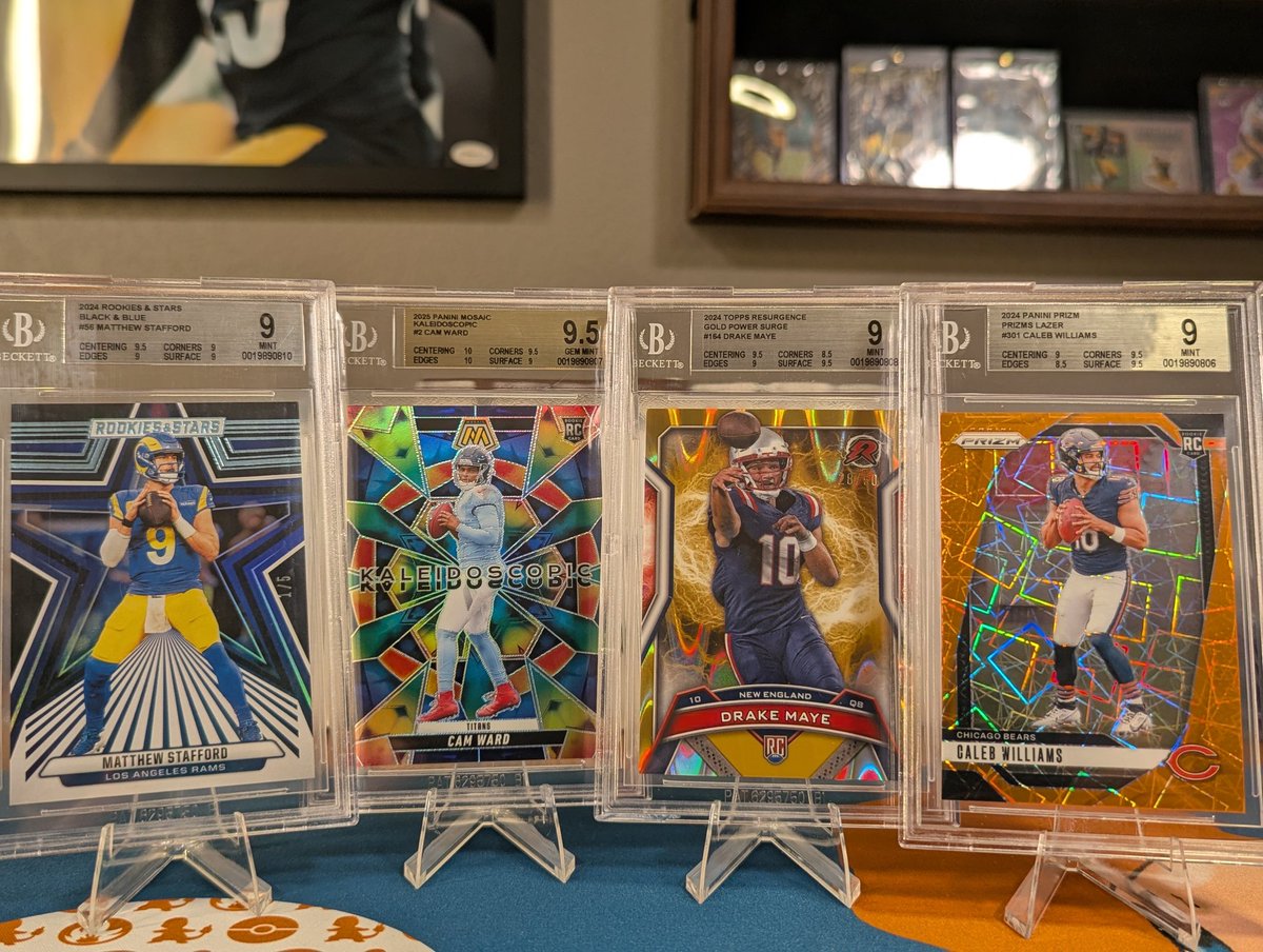 BrayT1786's tweet photo. @BeersBowman @K_Wigmore @CardPurchaser I was hoping for at least one 10 outta this bunch, but sadly didn't get it. I chose Beckett over PSA because of some grading consistencies from the two I've seen. I wanted to see with subgrades if I had a decent eye for my cards with prepping myself. https://t.co/0jjCQTOnhx
