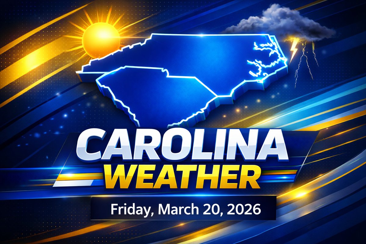 Warm and pleasant first day of spring Friday. Highs in the low/mid 70s inland, 60s along the coast and OBX. Mostly sunny with increasing clouds late. A slight chance of showers overnight, mainly north and east. Mild night in the 50s. #NCwx #SCwx