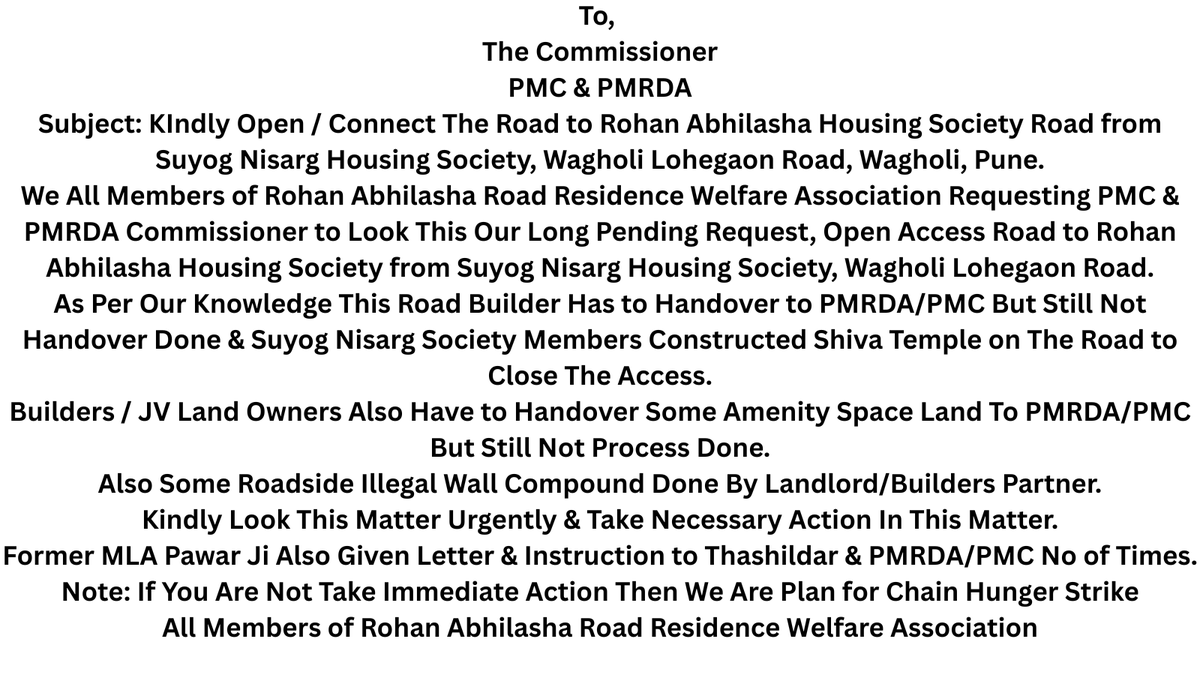 Rohan Abhilasha Road Residence Welfare Association tweet media