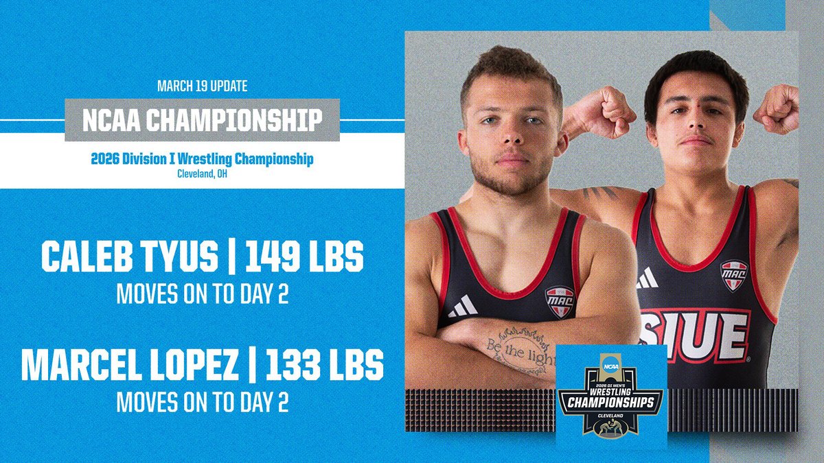 SIUEWrestling's tweet image. Caleb Tyus and Marcel Lopez both move on to compete on Day 2 of the NCAA Championships! #RollCougs | #RTG