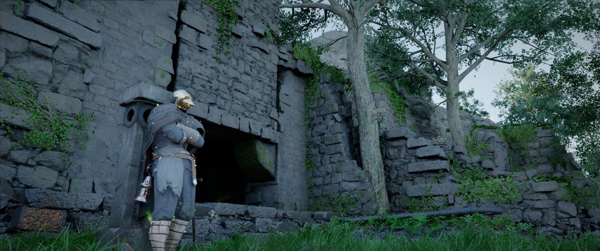 #紅の砂漠 
#CrimsonDesert

フォトモード使ってみました
まだＢＥＴＡ段階みたいで、
カメラ位置や焦点調整くらいしかできない

ただ、撮影する素材が元々良いので、
そのままでも結構良く見える

古代遺跡の石碑ぽいとこに『もたれる』というインタラクティブがあったので、撮影スポットなのかな？