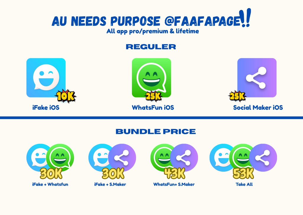 wts au needs ; whatsfun, social maker, iFake,Faker tweet media