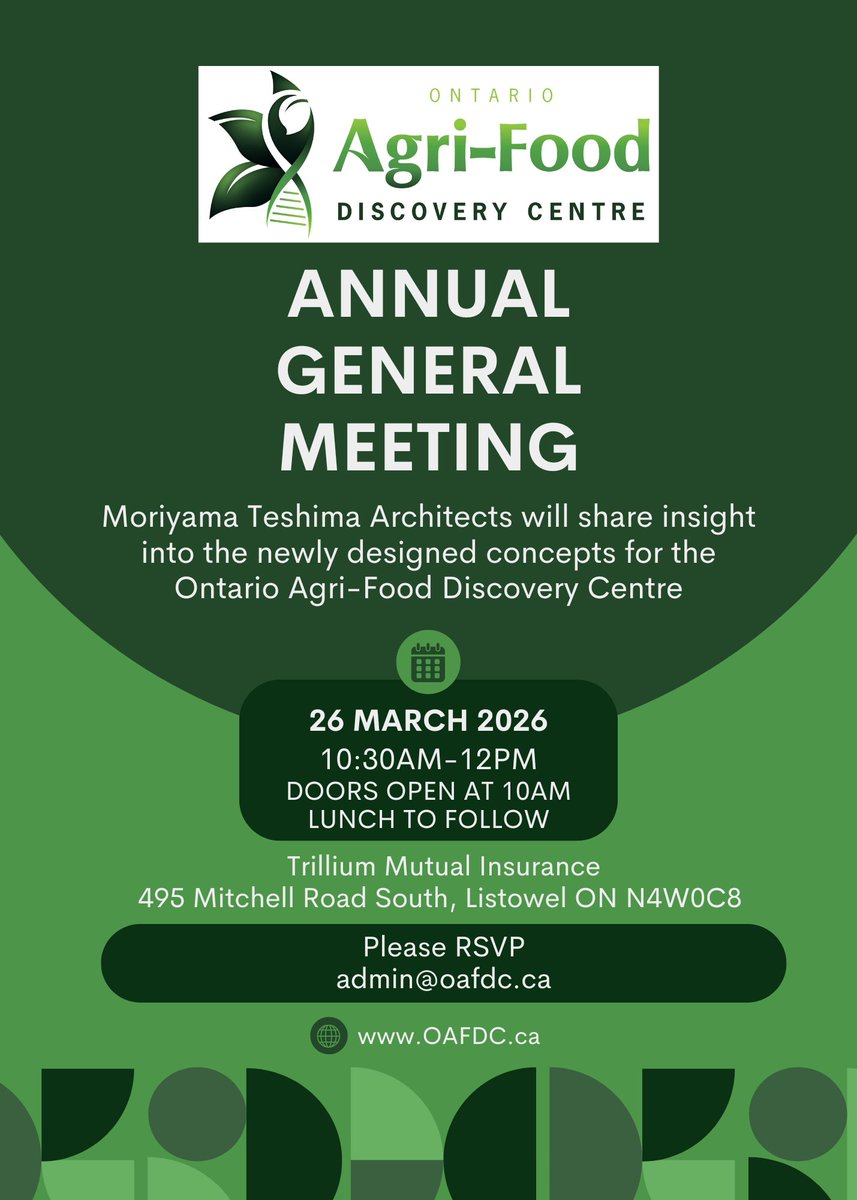 OAFDCNorthPerth's tweet photo. Join us for our Annual General Meeting next week!

Moriyama Teshima Architects will be with us to share insight into the newly developed concept designs 🌾

Secure your spot now—register today and join us either in-person or virtually. https://t.co/WZmUr2s225