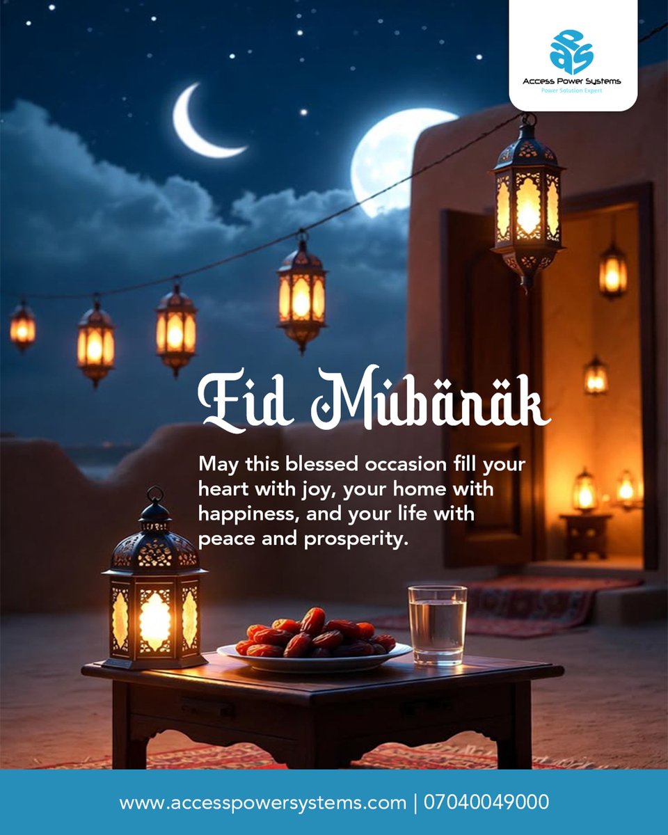 accesspower_sys's tweet image. Eid Mubarak from Access Power Systems. May your life be energized with opportunities, and continued success. Here's to a renewed hope and lasting fulfillment.

#AccessPowerSystems #eïdmubarak #ramadankareem