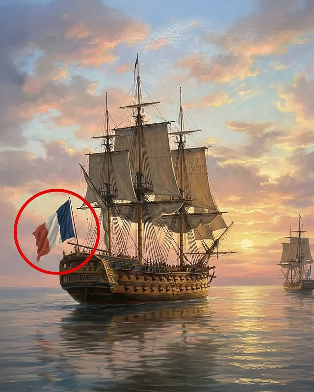 AcervoCharts's tweet photo. Esta bandeira mostra o tamanho real dos navios do século XVIII. https://t.co/TAidCbJx0j