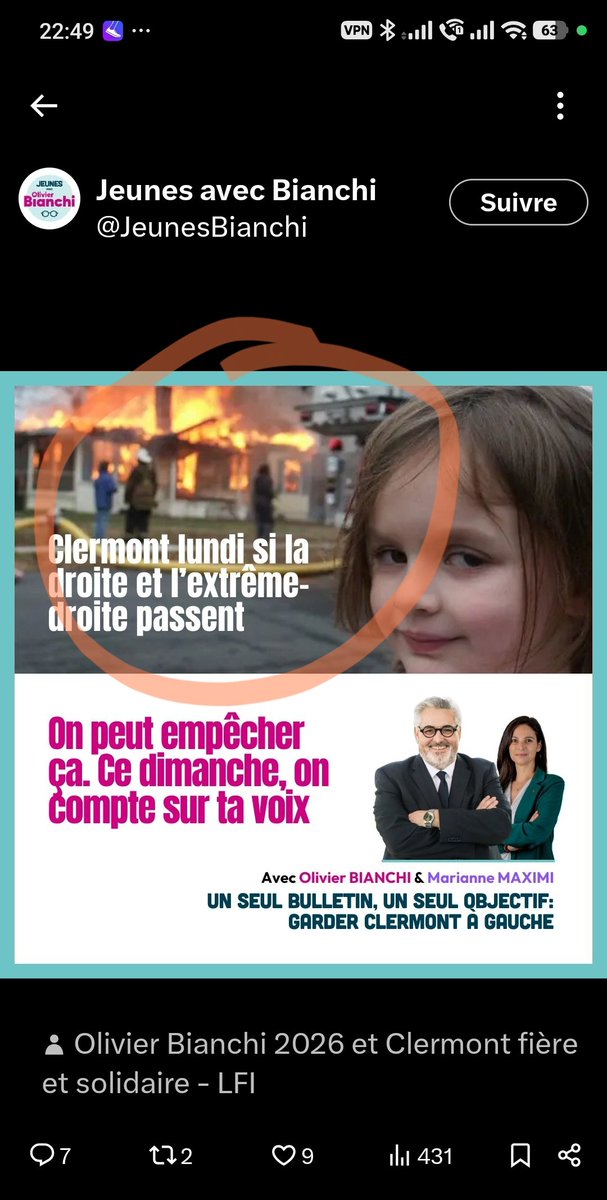 frachephilippe's tweet photo. @Bianchi2026 @ClermontFiere26 La ville fraternelle selon vous !!! Mettre le feu 5 Clermont en cas de défaite, c'est ça votre vision de la ville solidaire, fraternelle, libre et belle ??? https://t.co/ADiY9Pd0Kq