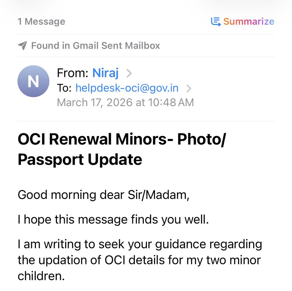 nirajlodhi's tweet photo. Dear Helpdesk,
I need help to update minor OCIs,couldn’t upload passport &amp; photo copy on OCI portal within 90 days of passport renewals.Can I upload now?My kids plan to visit India in spring break,I emailed twice to helpdesk-oci@gov.in but no response.@BOIndiaOfficial @MHAIndia https://t.co/FGxCo0yjOk