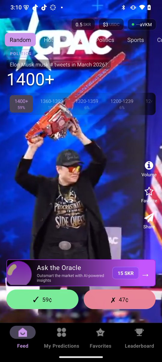 belman's tweet photo. @polydraftfun @RadiantsDAO @solanamobile Yes the implied odds are displayed to each outcome, not only yes or no, but also multi outcome such as names or teams in the same card. Here's a real screenshot https://t.co/SzV3WyhatG
