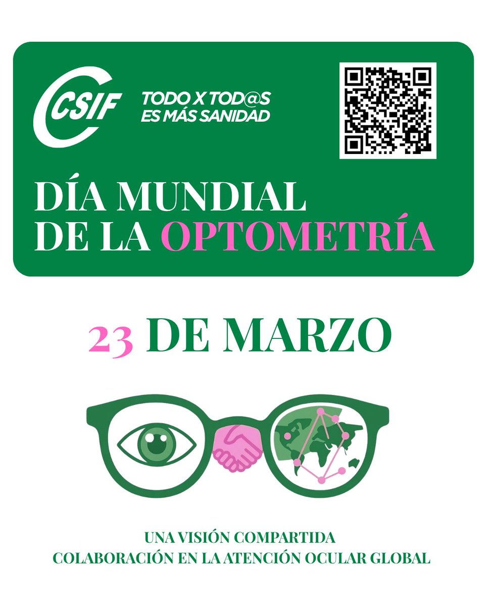 CSIFSanidadNaci's tweet image. #CSIF, con motivo del Día Mundial de la #Optometría, pone en valor la labor de los ópticos-optometristas, profesionales sanitarios clave en la prevención, detección precoz y corrección de los problemas visuales que afectan a millones de personas. 

csif.es/es/articulo/na…