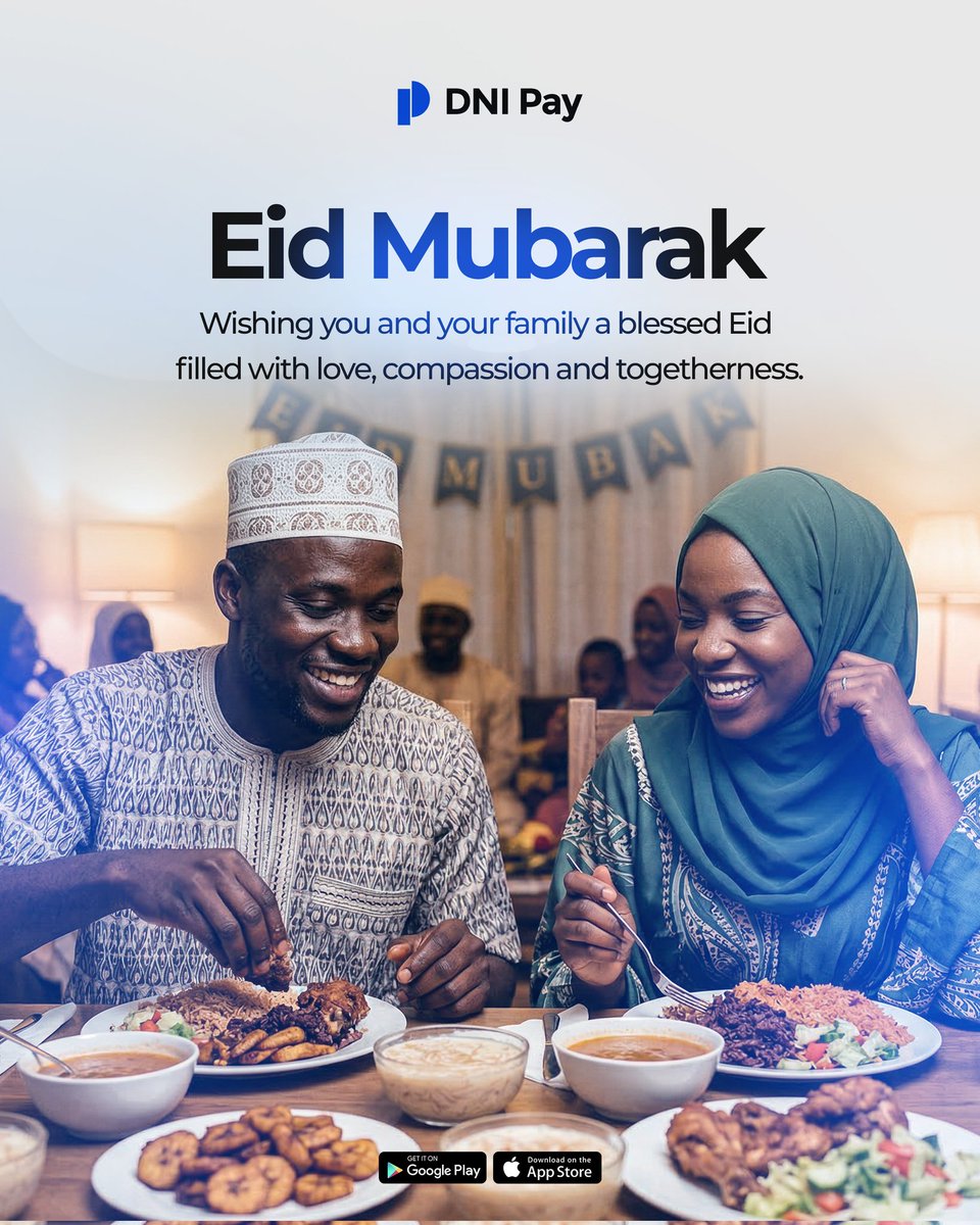 mydniapp's tweet photo. Eid Mubarak 🌙 Wishing you peace, joy, and prosperity. 

At DNI Pay, we remain committed to powering simple and reliable payments for you and your business. https://t.co/KWGNbrVyNI