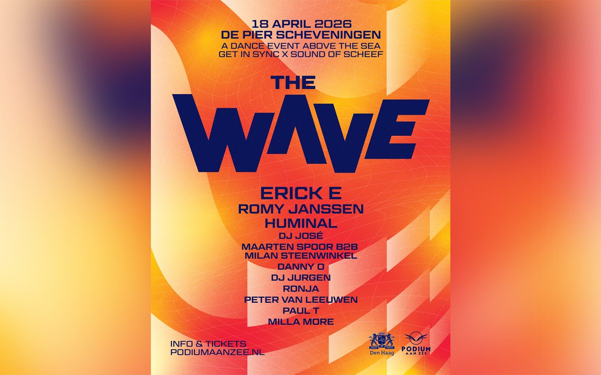070online's tweet image. 070online.nl/2026/02/06/win… | Win tickets: Erick E, Romy Janssen en Huminal headliners tijdens The Wave op De Pier | #wintickets #070online #TheWave #Scheveningen #DePier #house #techno #da...