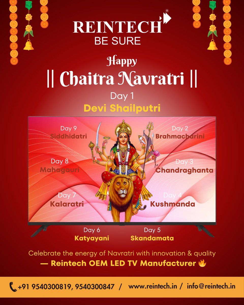 ReintechPvtLtd's tweet image. Celebrate the energy of Navratri with innovation &amp;amp; quality— Reintech OEM LED TV Manufacturer 🔥

#HappyNavratri #Navratri2026 #FestiveSeason #MakeInIndia #OEMManufacturer #LEDTV #SmartTV #BrandBuilding #Dhurandhar2‌ను #Dhurandhar2