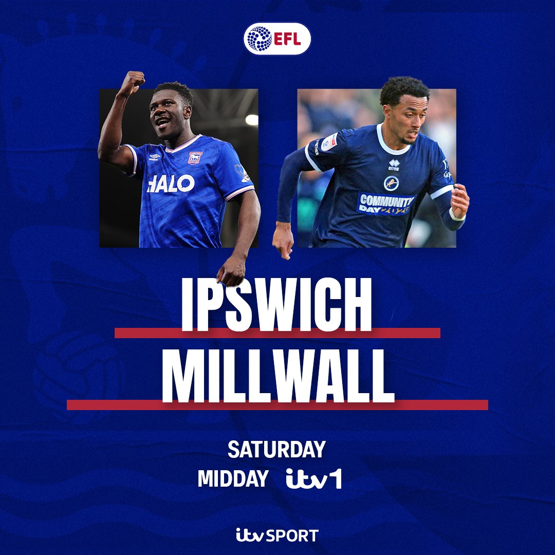 itvfootball's tweet photo. More LIVE @EFL coming your way this weekend 🤩

Join us on ITV1 this Saturday for Ipswich v Millwall ⚽️ https://t.co/bcyLeonhlB