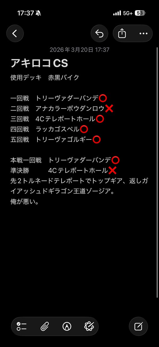 アキロコCS3位。
俺が欲張って負け。