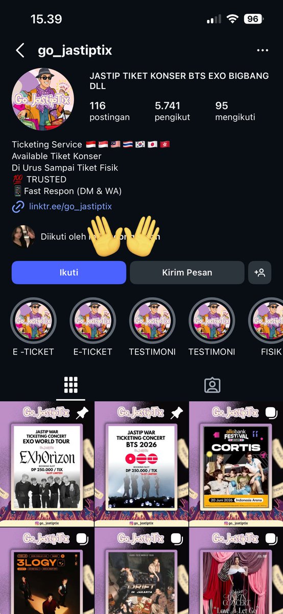 apocadomagnum's tweet photo. GUYS HATI-HATI ⚠️ 
JANGAN JASTIP / JASWAR DI @ Go_JastipTix KARENA AKUN TERSEBUT PENIPUAN / SCAM !

Khususnya buat kalian yang pengen jastip nonton Cortis Allobank sama seperti aku. https://t.co/QPbGK4Ki2N