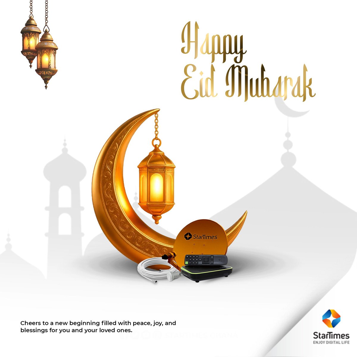 ChrisatSol59659's tweet photo. Happy Eid Mubarak from StarTimes!

Cheers to a new beginning filled with peace, joy, and blessings for you and your loved ones.

#EidMubarak #StarTimesGhana #TogetherWeCelebrate #Eid2026 https://t.co/knrjAlOXHn