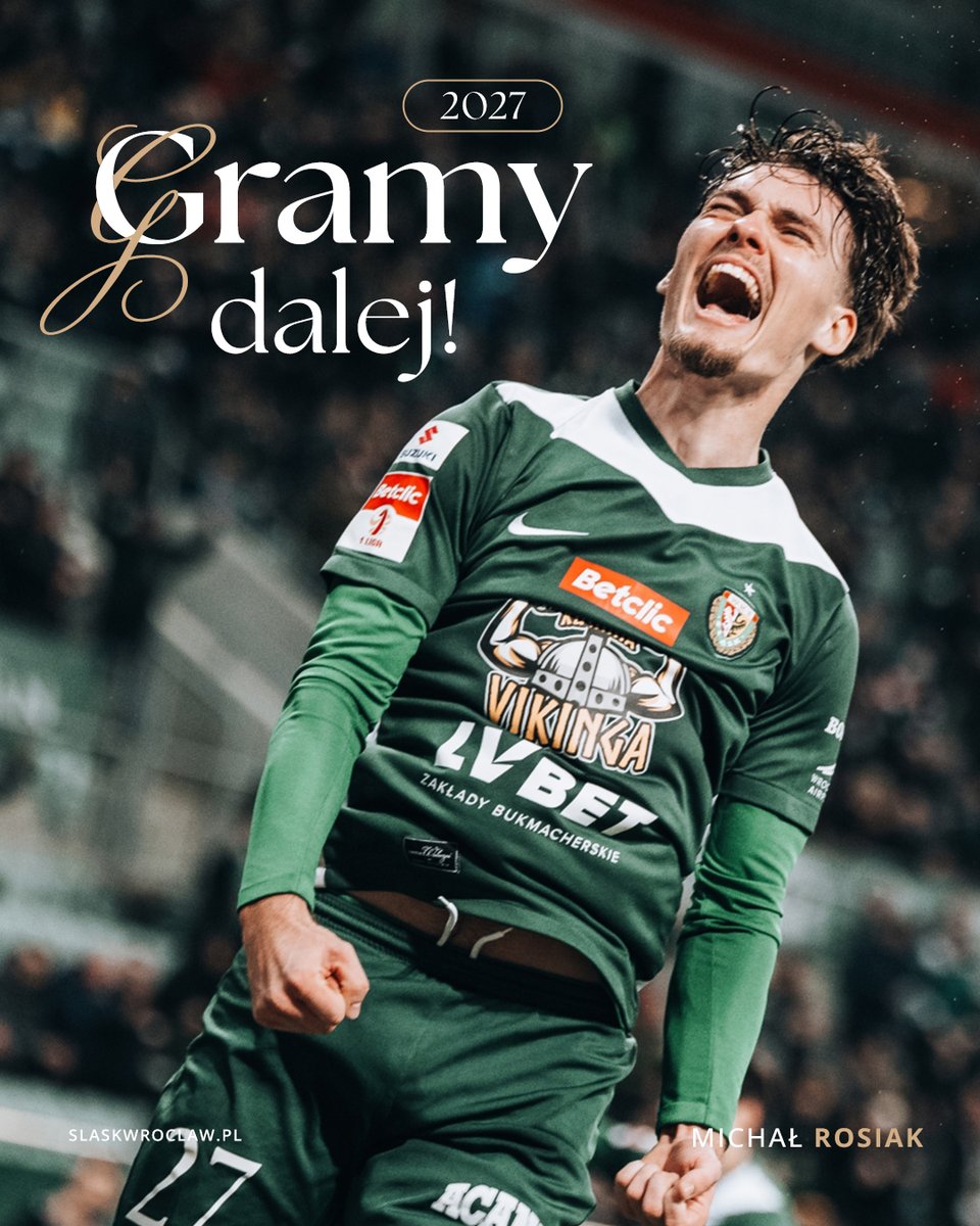 Świetne wieści na początek weekendu! Michał Rosiak na dłużej w Śląsku! 🇮🇹✍️

Zgodnie z zapisami kontraktu Klub skorzystał z przysługującej mu opcji przedłużenia umowy do końca czerwca 2027 roku.

Gramy dalej, Rossi! 🫡