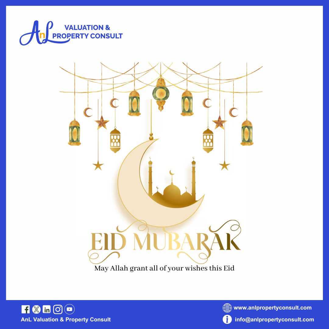 AnlConsult's tweet photo. Eid Mubarak 🌙
May this special day bring happiness, success and renewed hope to you and your loved ones❤️.
#Eidmubarak
#Eidal-fitrr
#Ramadan
#AnLvaluation
#Estateagency https://t.co/ozKLelOuzd