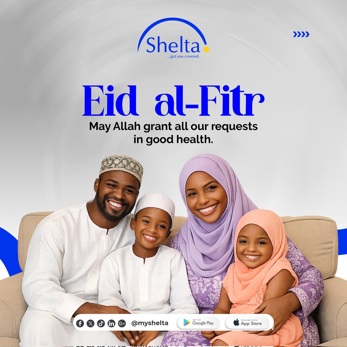 MyShelta's tweet photo. Eid Mubarak
Congratulations!

May all our prayers be answered and our body and mind strengthened as we continue our sojourn on earth.

Sending you greetings from all of us, @myshelta 

Happy Celebrations!

#eidmubarak❤️ 
#sallah 
#Shelta https://t.co/QadDcsr5m5