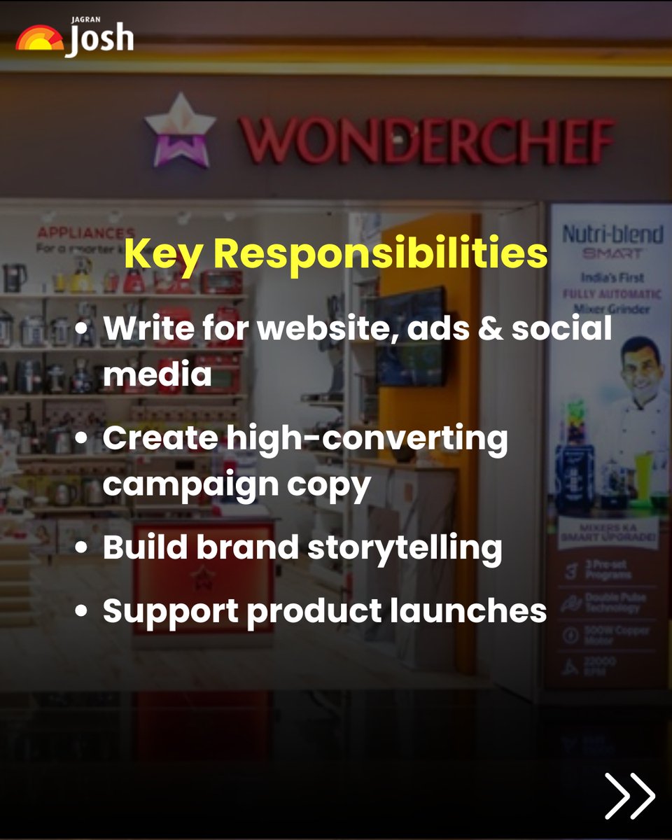 Jagranjosh's tweet image. Wonderchef is hiring a Content Writer for its D2C team. Work on ads, social media &amp;amp; high-impact campaigns.

📍 Mumbai | Full-Time
👉 Apply via Jagran Josh Private Jobs

#JobAlert #ContentWriter #HiringNow #MumbaiJobs #DigitalMarketing #ApplyNow