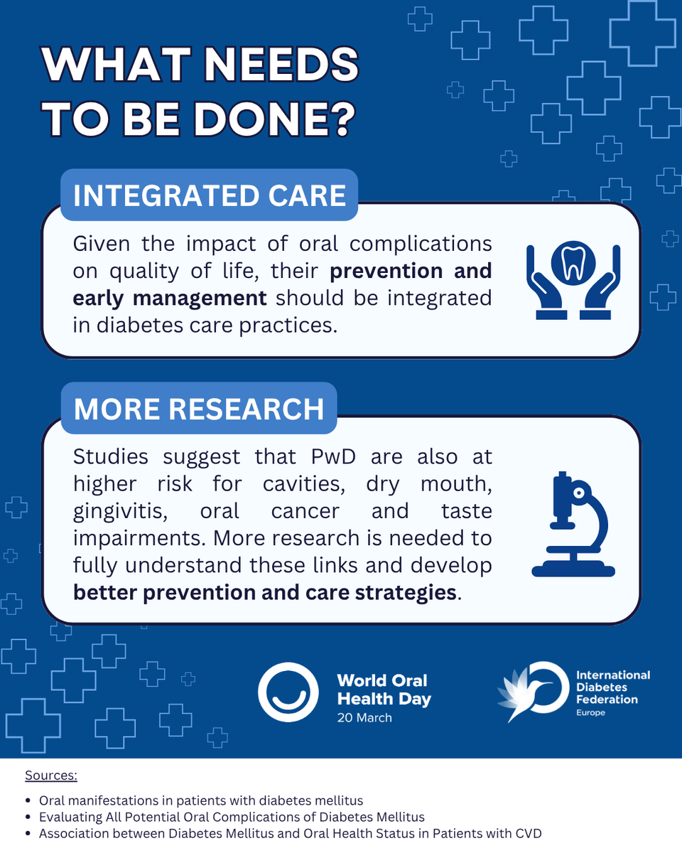 🦷Happy #WorldOralHealthDay

Did you know that conditions like gingivitis, cavities, periodontitis &amp; taste impairments are more common among PwD?

🔎More research on oral complications &amp; the adoption of integrated care strategies, are key to improving prevention and care for PwD.