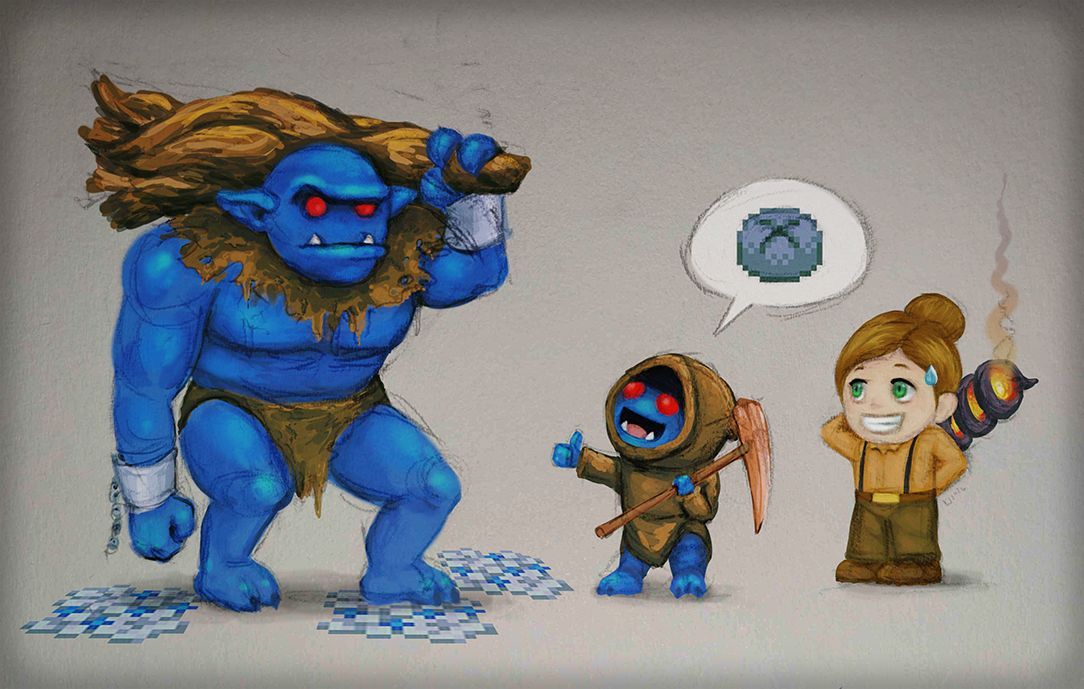 CoreKeeperJP's tweet image. Discordサーバーのメンバー、Carrockate（いい名前ですね！）さんから「モブ敵を雇ったり一時的な同盟が組めたら面白いのでは？」というアイデアと共にコンセプトのスケッチをいただきました！面白そうだと思いませんか？✨ #コアキーパー #FanArtFriday