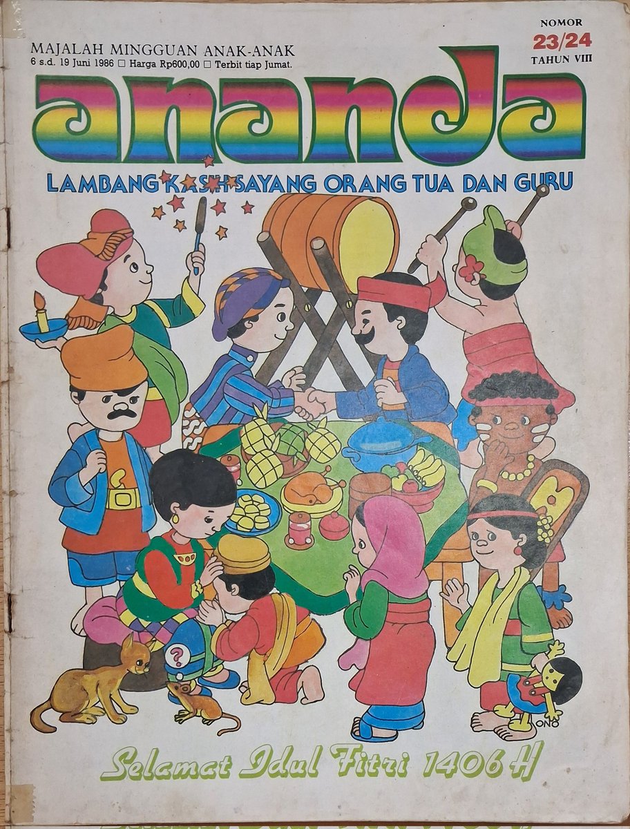 Mohon maaf lahir dan batin 1447H dari cover ANANDA 1406 H. Cover oleh "Ono" atau Pak Yoyok,ilustrator Bobo.