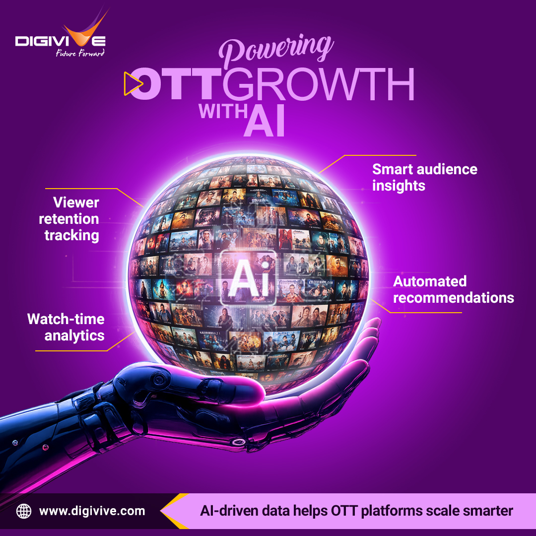 DigiviveService's tweet photo. What if your OTT platform could predict what users want next? 👀

That’s the power of AI—
✔ Personalized content
✔ Higher watch-time
✔ Stronger retention

AI isn’t optional anymore. It’s your competitive edge.

Explore more: https://t.co/Iplo20SnqT
Contact: +91-7834 91 2222 https://t.co/qsjEEyGlGH