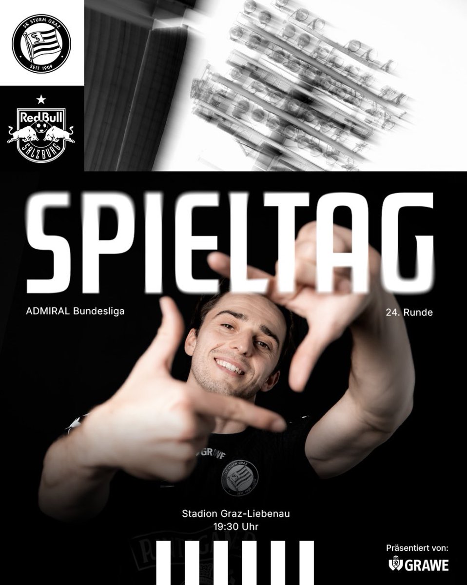 SKSturm's tweet photo. Flutlicht-Freitag in Graz-Liebenau! Um 19:30 Uhr fordern wir die Salzburger Bullen zum Duell. ⚔️ #sturmgraz #AdmiralBL #STURBS #GRAWE https://t.co/A2TQChqjbt