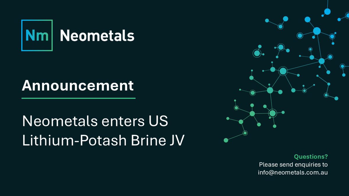 neometalsltd's tweet photo. $NMT is pleased to advise entry, with its partner Omaha Value Inc., into an exclusive access and use license, for a lithium and/or potassium brine opportunity in the Paradox Basin, US

🔗Read more here: https://t.co/2hqwV30wac

#ASX #criticalminerals #mining https://t.co/kYwV2iOhdu