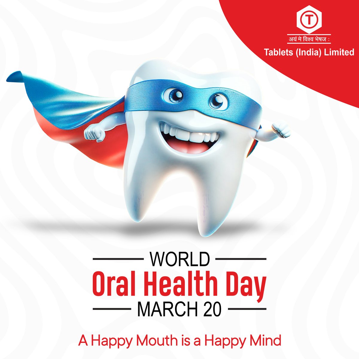 TabletsIndiaLtd's tweet photo. Smile brighter this World Oral Health Day!
A healthy mouth isn’t just about teeth—it’s the key to confidence, wellness, and a happy mind. #WorldOralHealthDay #HealthySmile #tabletsindia https://t.co/7u7pnuWQMd