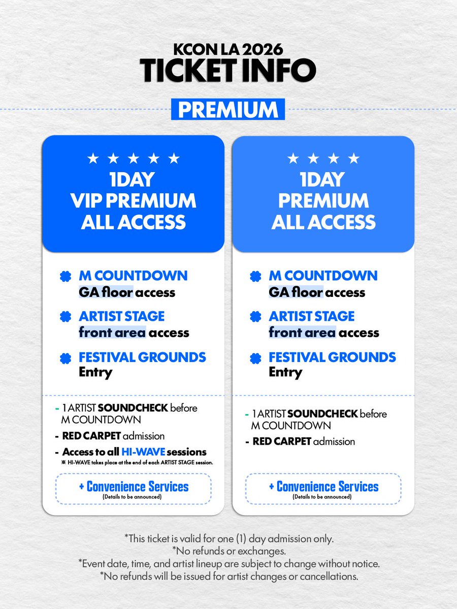 KCON LA 2026 - Ticket Types [Premium]* - 1 Day Premium VIP MCOUNTDOWN ...