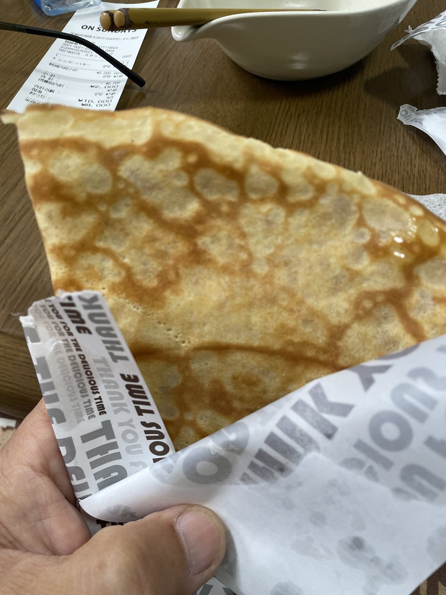 kentaichi14's tweet photo. クレープ‼️たまに無性に食べたくなるんですよ。( ᴖ ̫ᴖ )
クレープON SUNDAYS さんのシュガーバター‼️
シンプル、濃厚なバターと砂糖の甘さがたまらいんです!
クリームや果物がのっているクレープより、好きなんです。。
#常陸大宮
#クレープ屋さん
#onsundays
#シュガーバター https://t.co/ZxQEbqCkD5