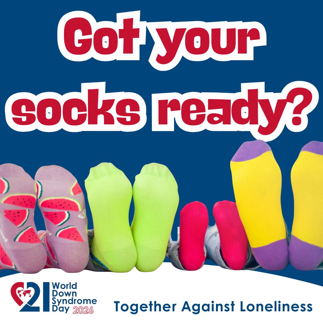 🧦 Tomorrow is #WorldDownSyndromeDay!
Got your socks ready? When someone asks about them — tell them why you're wearing them.
Too many people with Down syndrome face loneliness every day. Your socks are a conversation starter. Use them. 💛
#LotsOfSocks #TogetherAgainstLoneliness