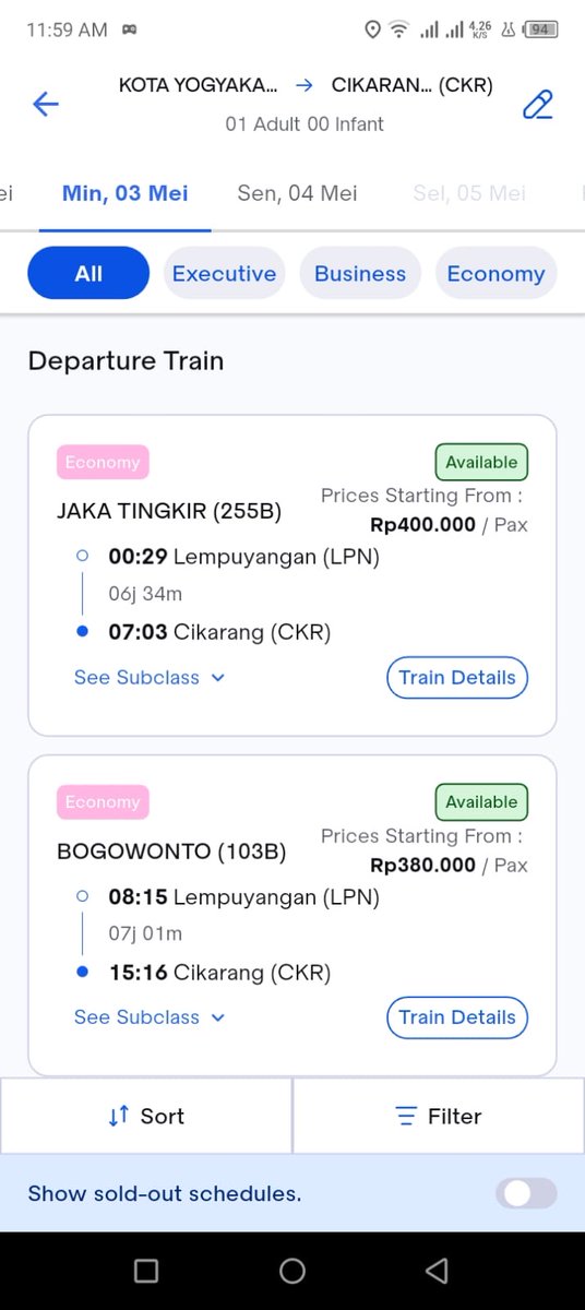 Hallo <a href="/KAI121/">Kereta Api Indonesia</a> tolong dong dari kemarin mau pesen tiket dari jogja ke jkt ga bisa tapi kalo ke kota lain bisa. Masalahnya ini not available dibanyak user tapi gak buru-buru diatasi