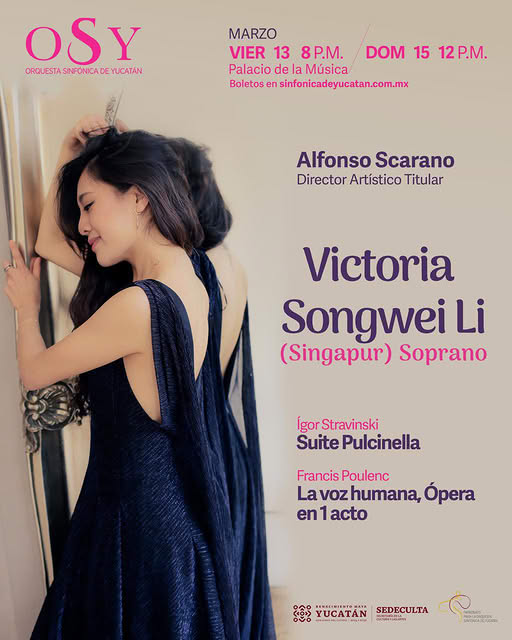 maestroscarano's tweet photo. 13 &amp; 15 March 2026 𝐋𝐚 𝐯𝐨𝐢𝐱 𝐡𝐮𝐦𝐚𝐢𝐧𝐞 + 𝐏𝐮𝐥𝐜𝐢𝐧𝐞𝐥𝐥𝐚 #alfonsoscaranoconductor #victoriasongweili #OSY Merida #mexico #lavoixhumaine #poulenc #jeancocteau https://t.co/Yd22EPkk75