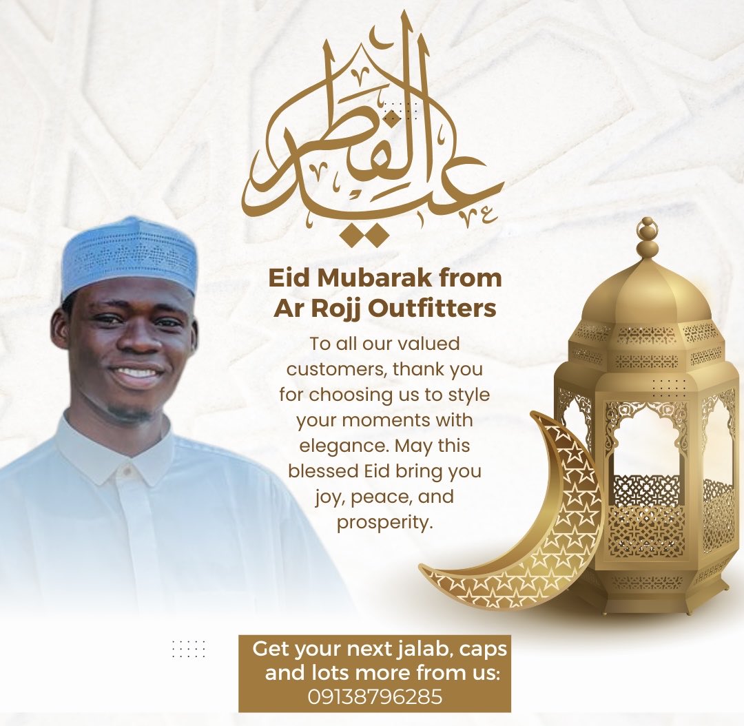 ARROJJ01's tweet photo. ARROJJ OUTFITTERS wishes you a blessed Eid Mubarak 🌙
May this joyous occasion bring peace, prosperity, and happiness to you and your family https://t.co/DmPux8mk9A