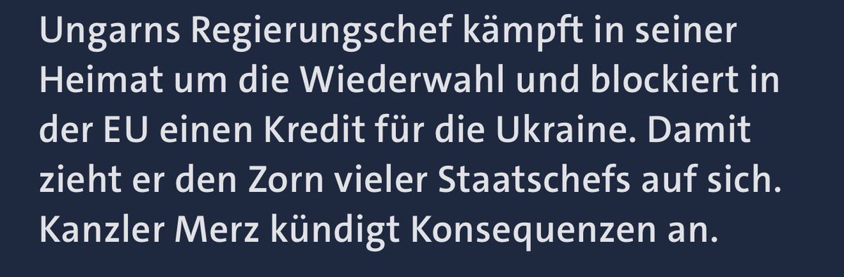 StSchmidt01's tweet photo. Was Orbsn macht, ist das was alle machen sollten. An das eigene Land denken. Aber das bekommt unser Ukraine Kanzler ja nicht hin. 
Quelle:Tagesschau https://t.co/W2vg2oJHl4