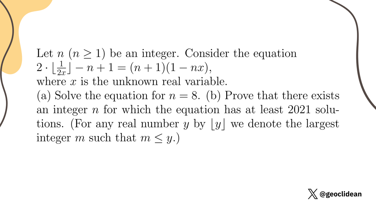 geoclidean's tweet photo. Junior Balkan Mathematical Olympiad 2021- P1
#Algebra #JBMO #JBMOShortlist https://t.co/TEEZe8mNXj