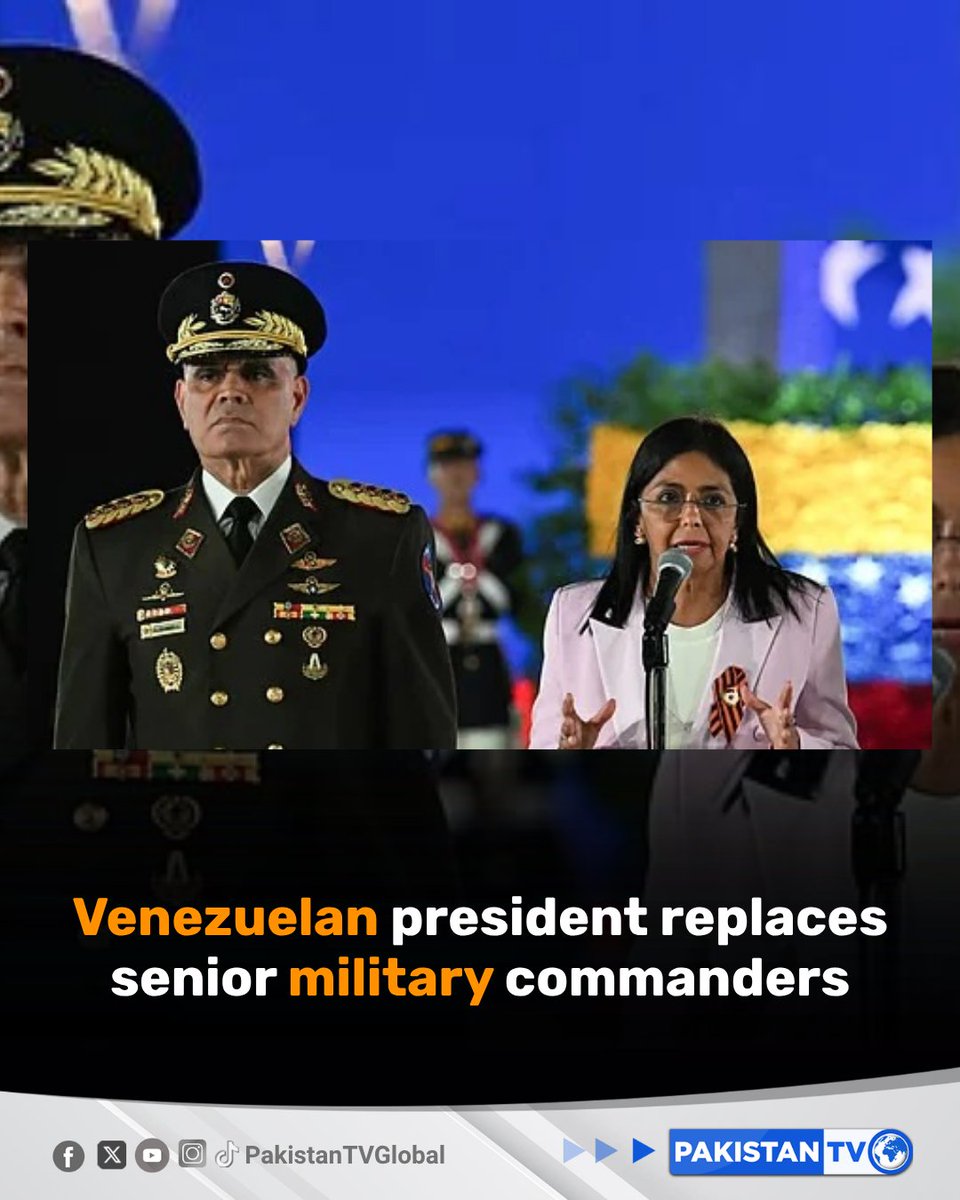 PakTVGlobal's tweet photo. Venezuela's interim president said that she had replaced all her senior military commanders, the latest in a flurry of reforms since the United States ousted Nicolas Maduro.
#Venezuela #MilitaryReforms #LatinAmerica #GlobalPolitics #PakistanTV #PakistanTVglobal https://t.co/8mcksjVRH4